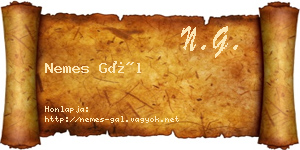 Nemes Gál névjegykártya